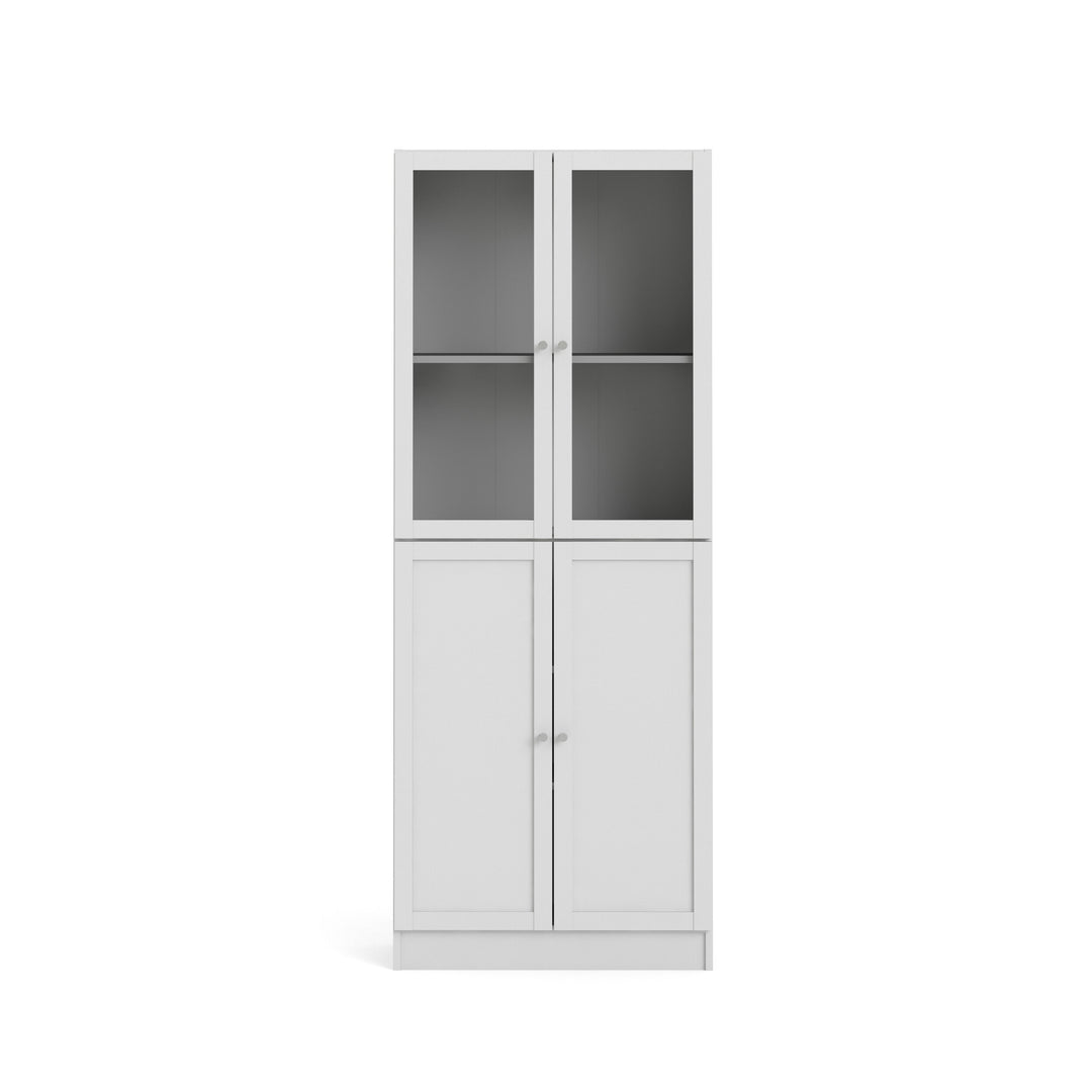 TVILUM Basic reol hvid/glas m. 4 låger og 4 hylder H:203,2cm x79cm x 28,3cm