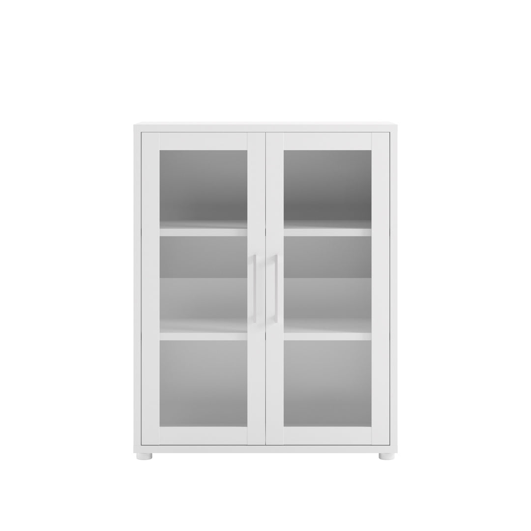 TVILUM Prima kontorreol hvid/klart glas m. 2 låger