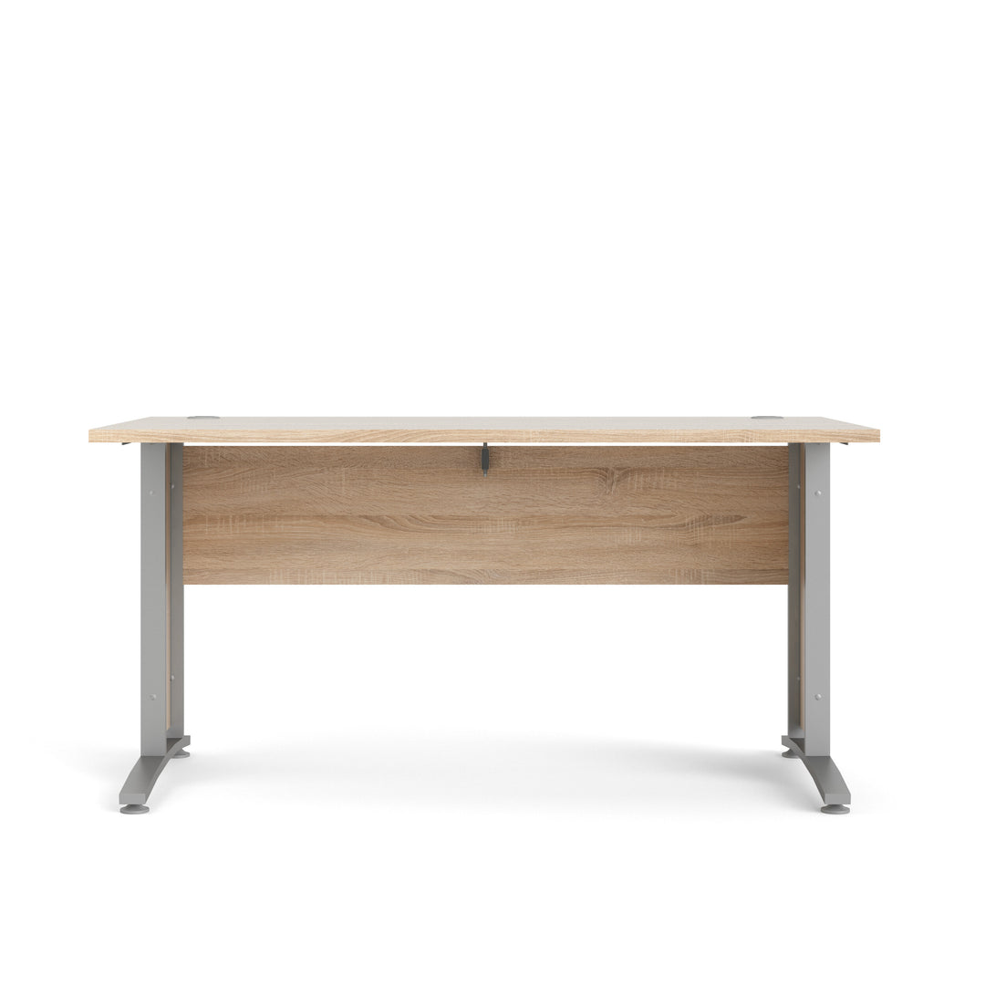 TVILUM Prima skrivebord egetræsstruktur og sølvgrå stål 150x80