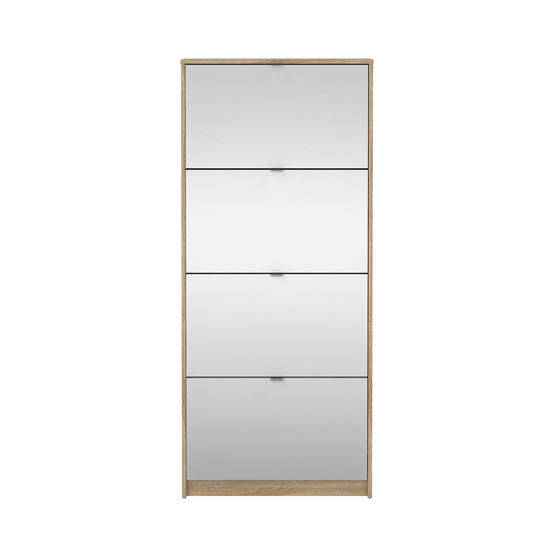 TVILUM Shoes skoskab natur/glas egetræsfinér/spejlglas m. 4 spejl klaplåger og 2 rum