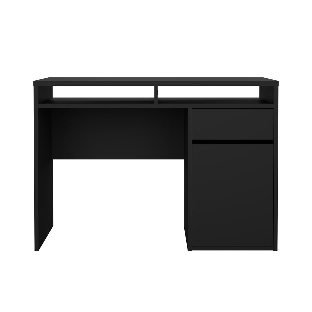 TVILUM Function Plus skrivebord mat sort træ m. 1 låge og 1 skuffe