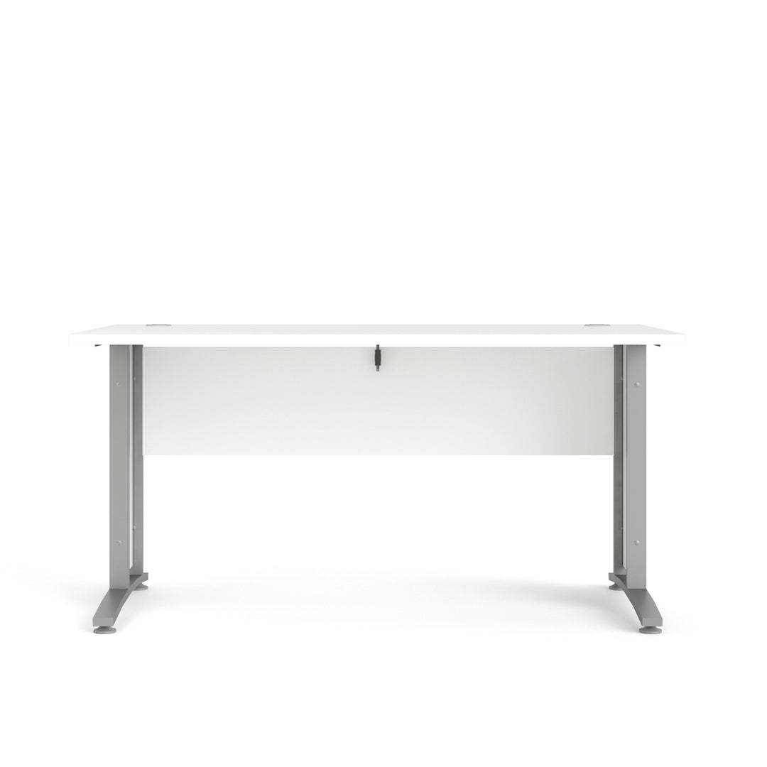 TVILUM Prima skrivebord hvid træ og sølvgrå stål 150x80