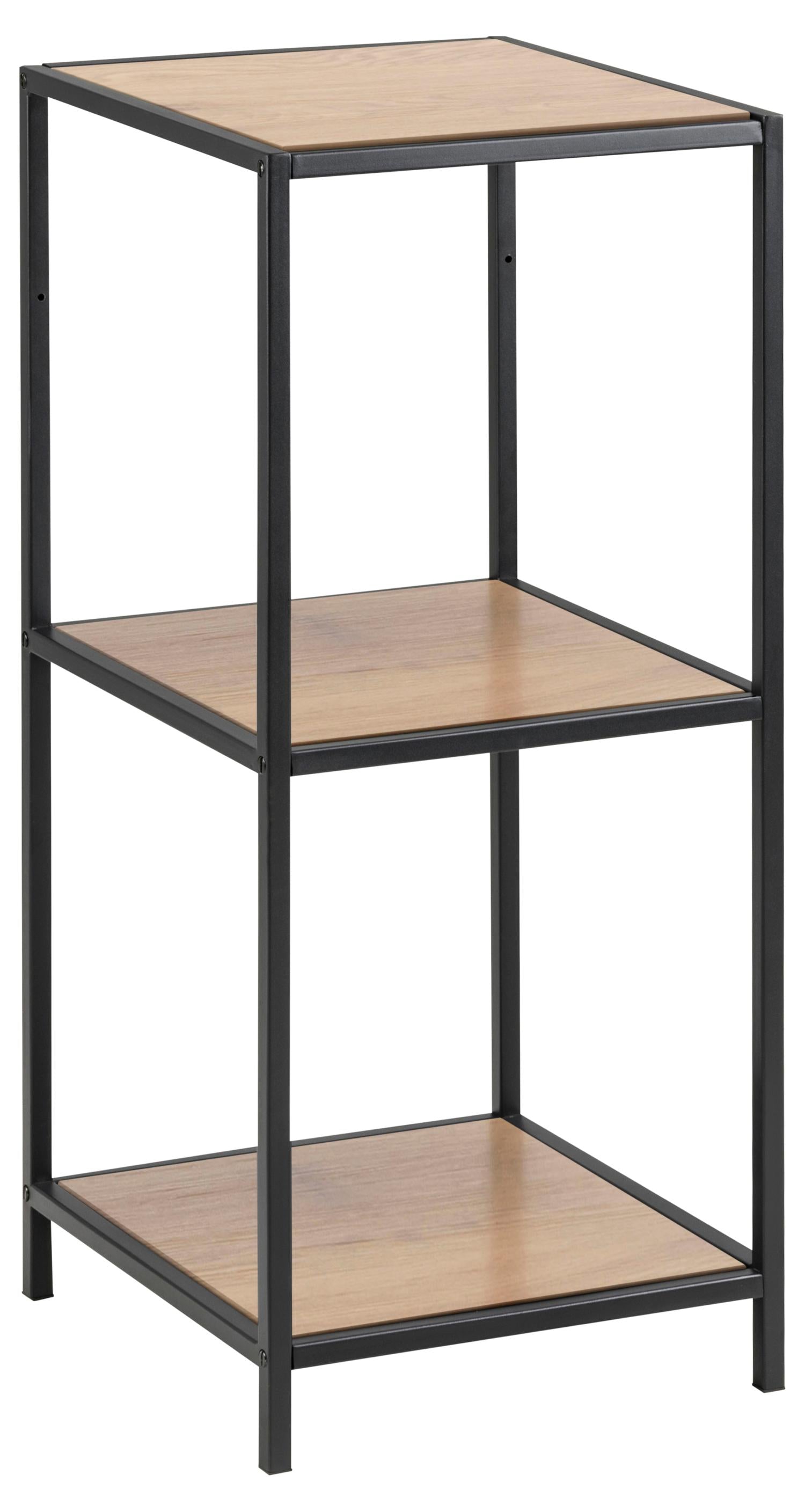 Produktbillede af ACT NORDIC Seaford reol m. 2 hylder natur vild eg papir og sort metal H:82,5cm x35cm x 37cm i premium kvalitet