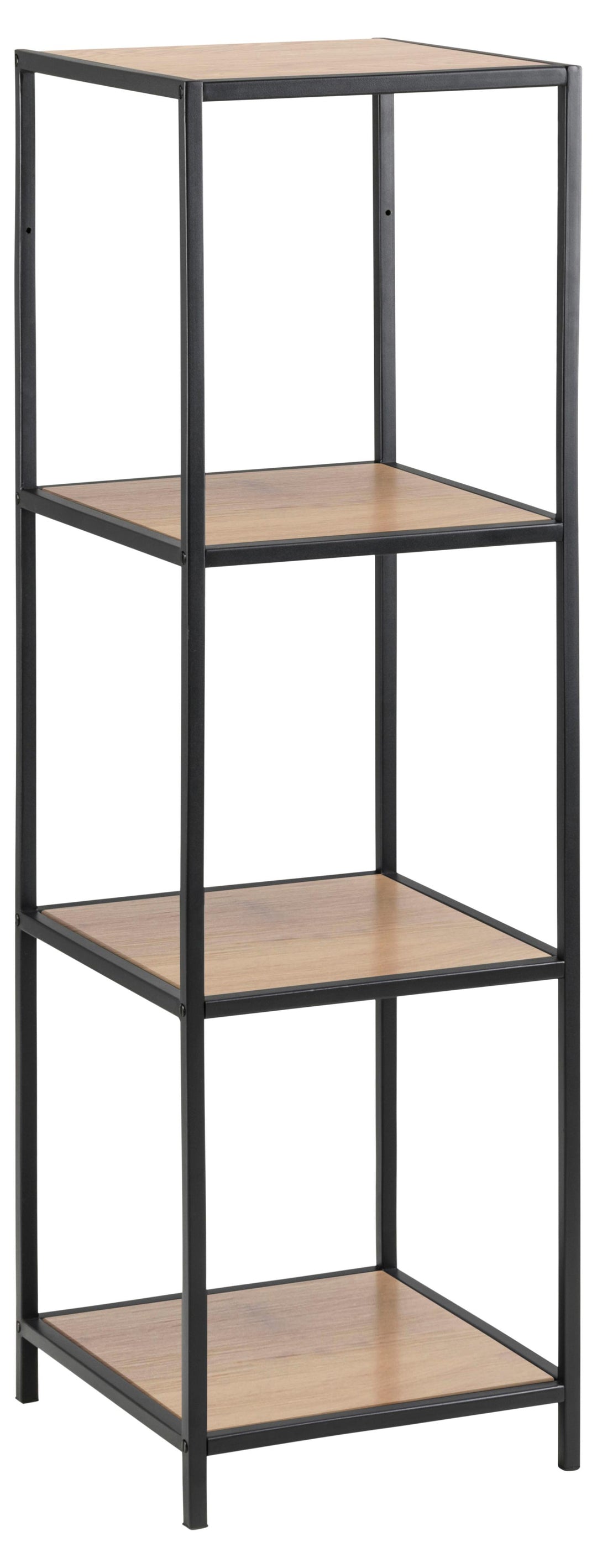 Produktbillede af ACT NORDIC Seaford reol m. 3 hylder natur vild eg papir og sort metal H:119,5cm x35cm x 37cm i premium kvalitet