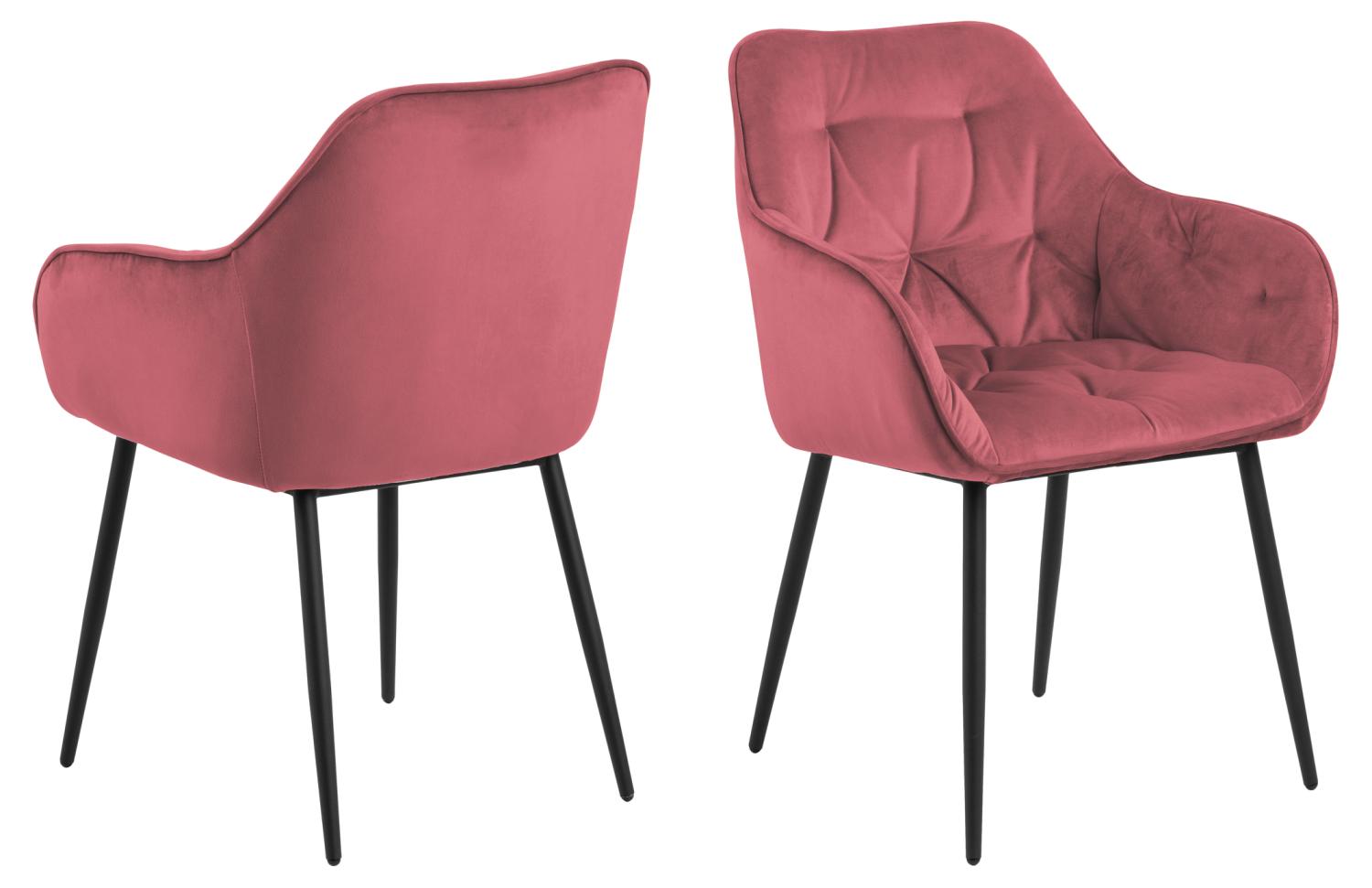 Produktbillede af ACT NORDIC Brooke spisebordsstol m. armlæn koral polyester og sort metal i premium kvalitet