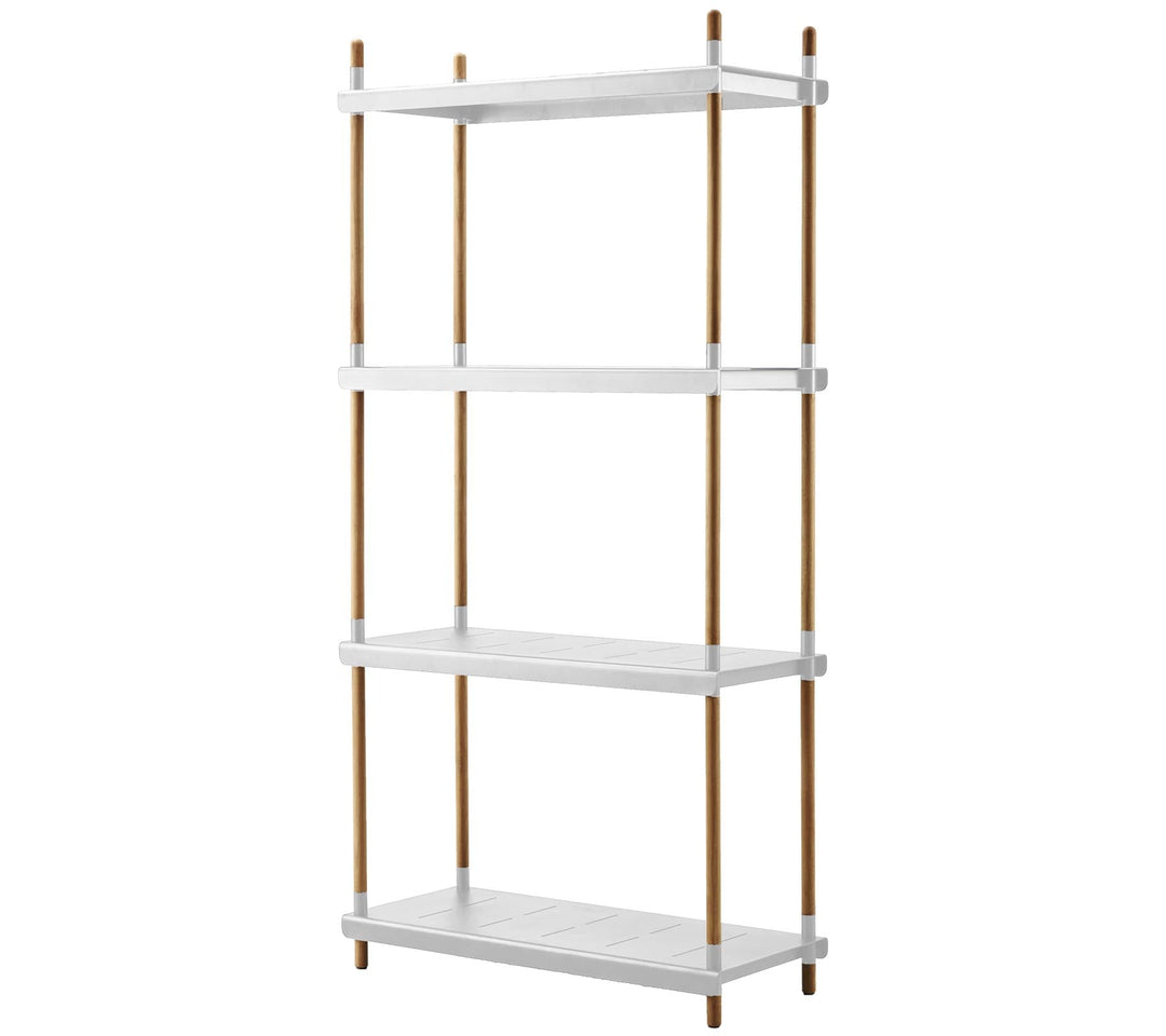 Produktbillede af CANE-LINE FRAME REOL SYSTEM KOMPLET WHITE ALUMINIUM/TEAK 204 i premium kvalitet