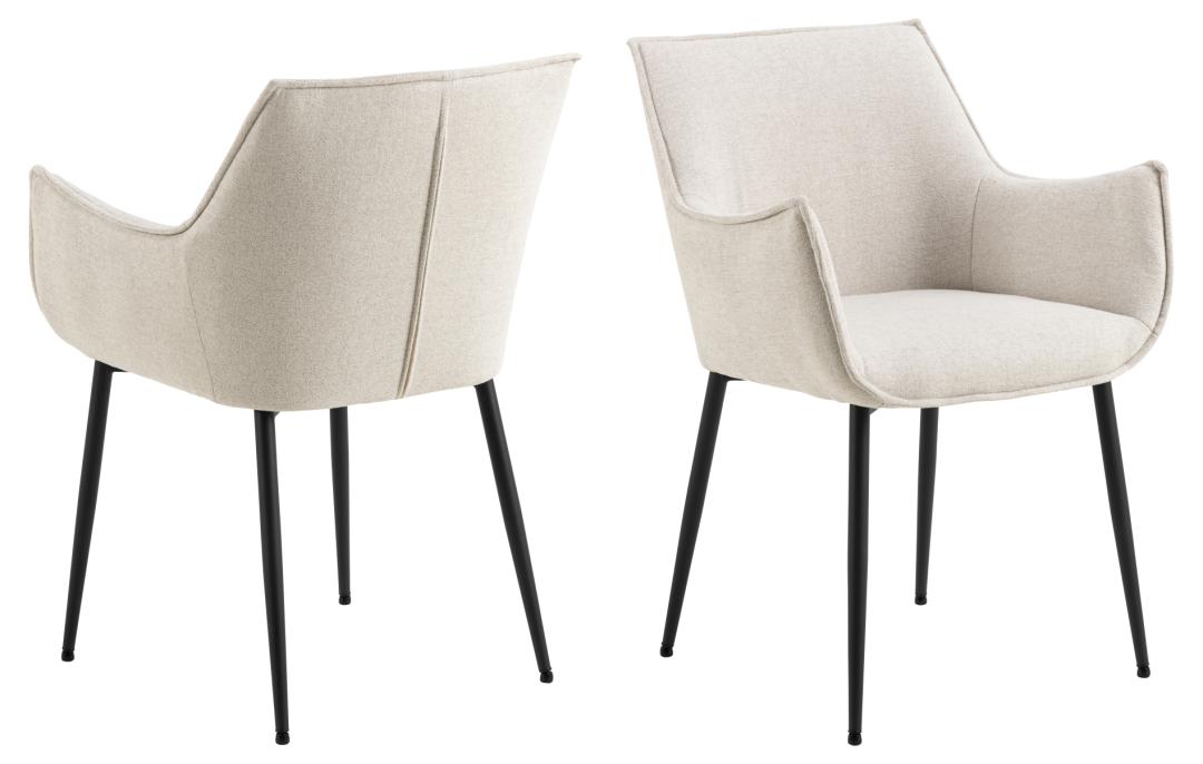Act Nordic Bonita spisebordsstol med armlæn i beige stof og sort stål