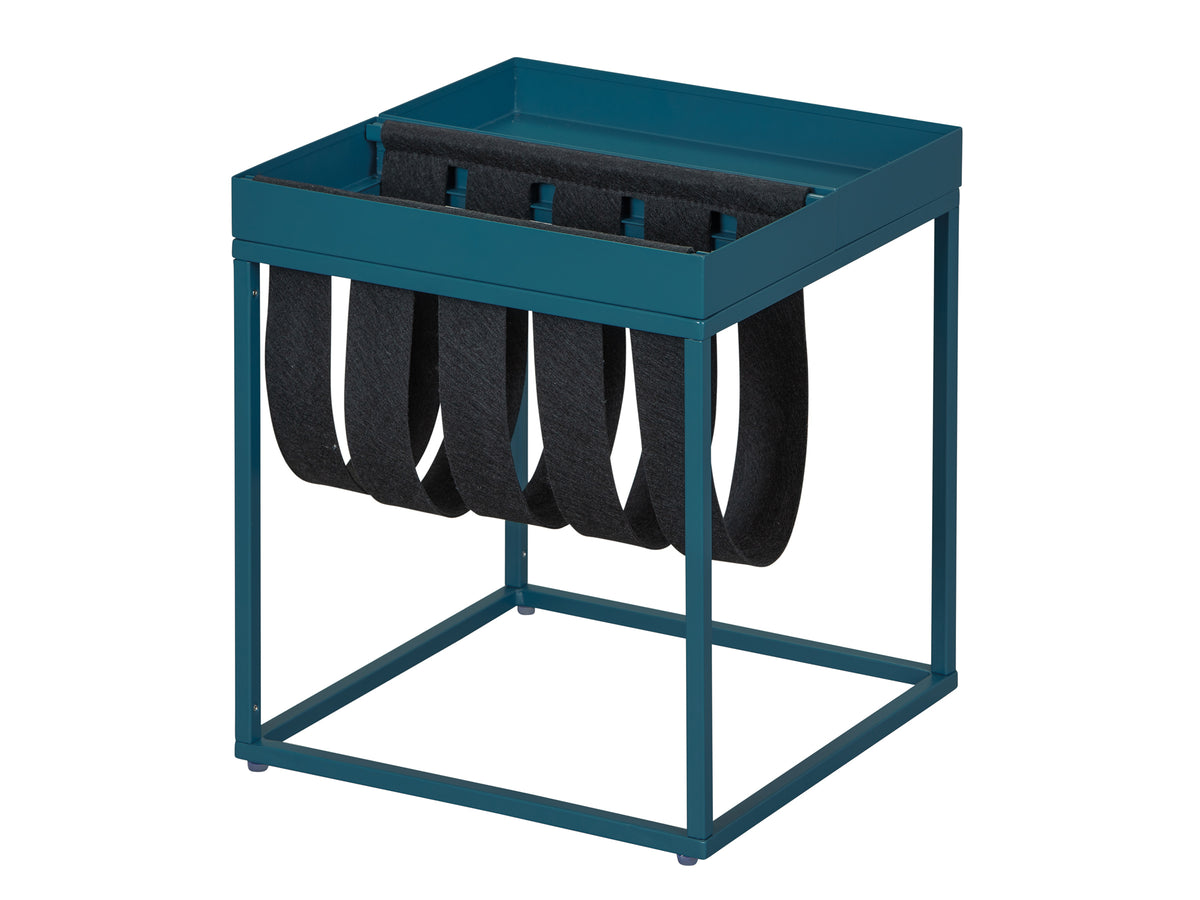 Nordic Living Collection Club NY Magazine sidebord i sort filt og blå metal