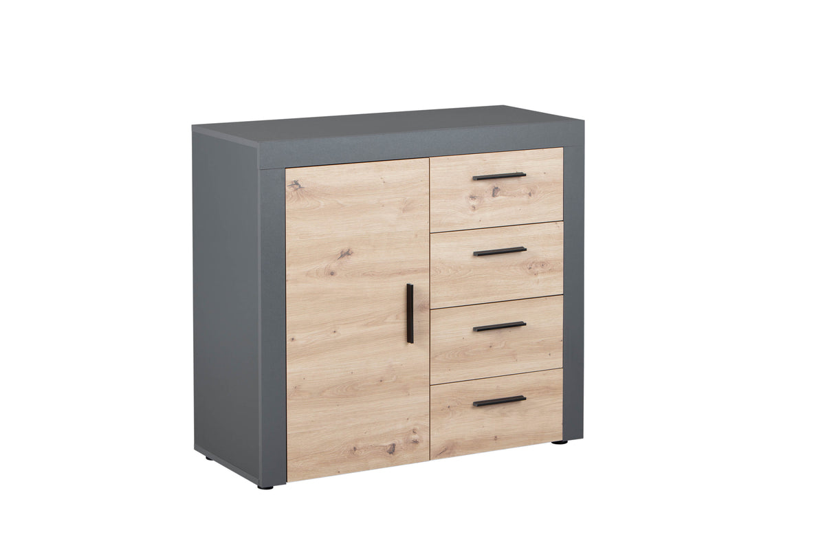 Nordic Living Collection Corbeto kommode i Artisan egelook og antracitgrå