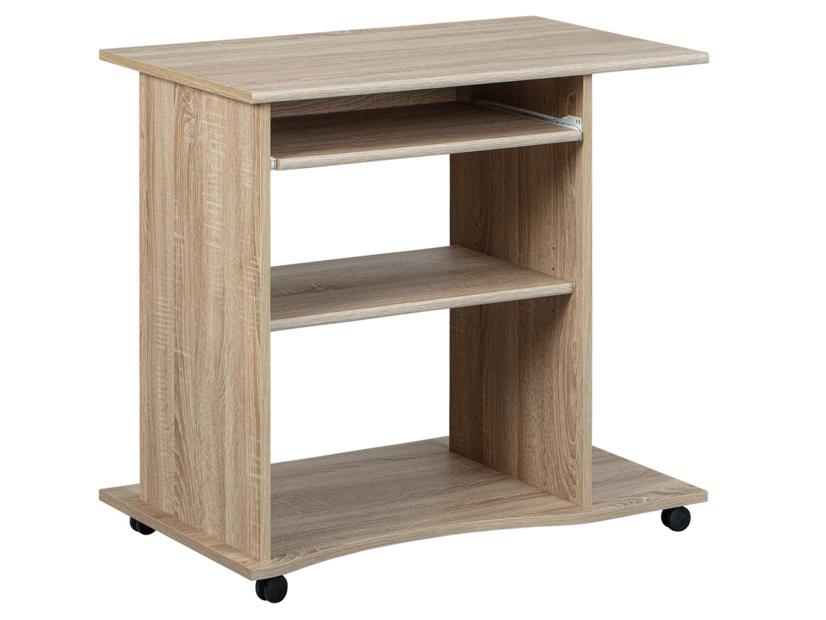 Nordic Living Collection Durini skrivebord i Sonoma egetræ med hylder og hjul