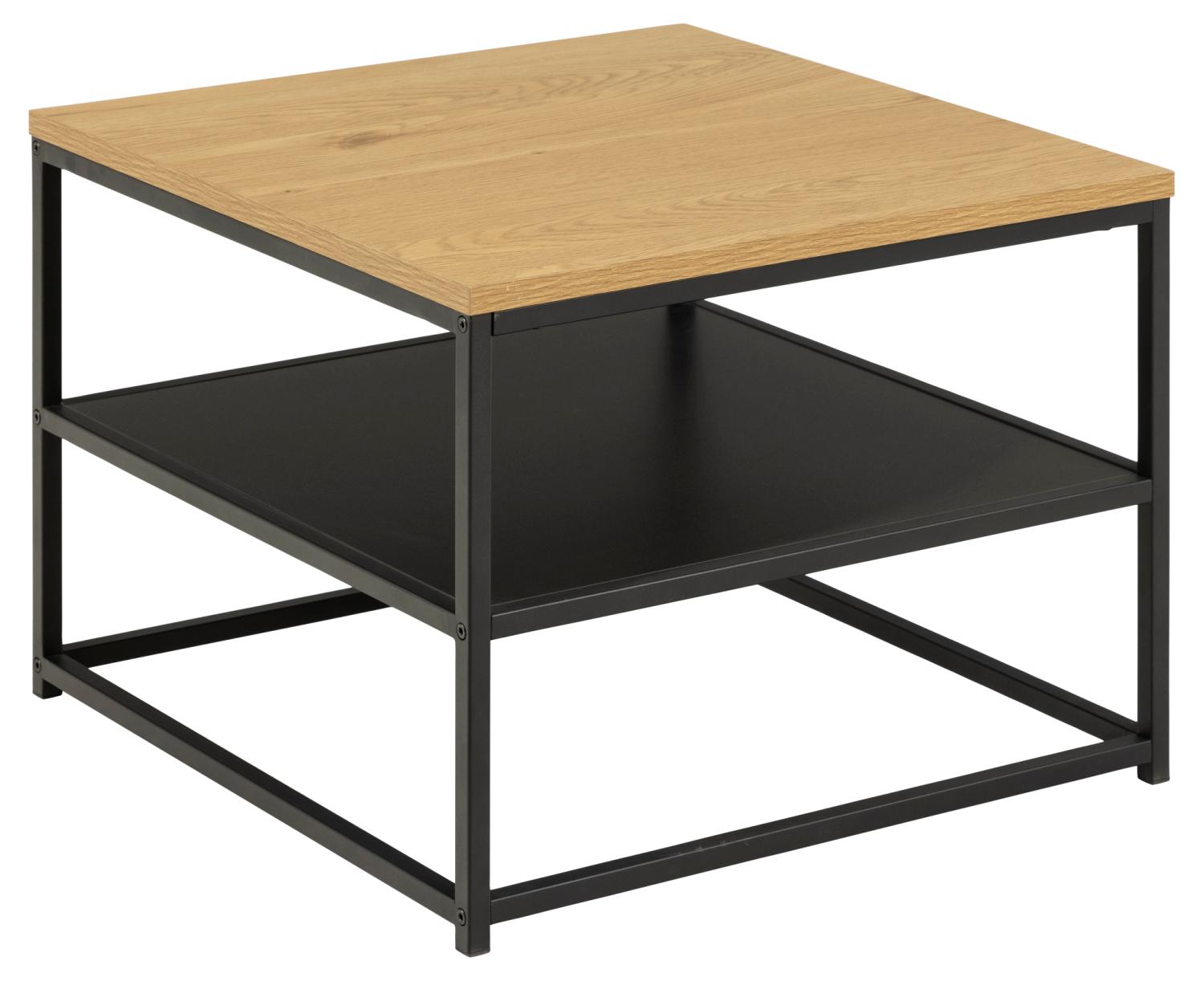 Produktbillede af ACT NORDIC Gila sofabord m. 1 hylde kvadratisk natur vild eg/sort melamin sort metal 55x55 i premium kvalitet