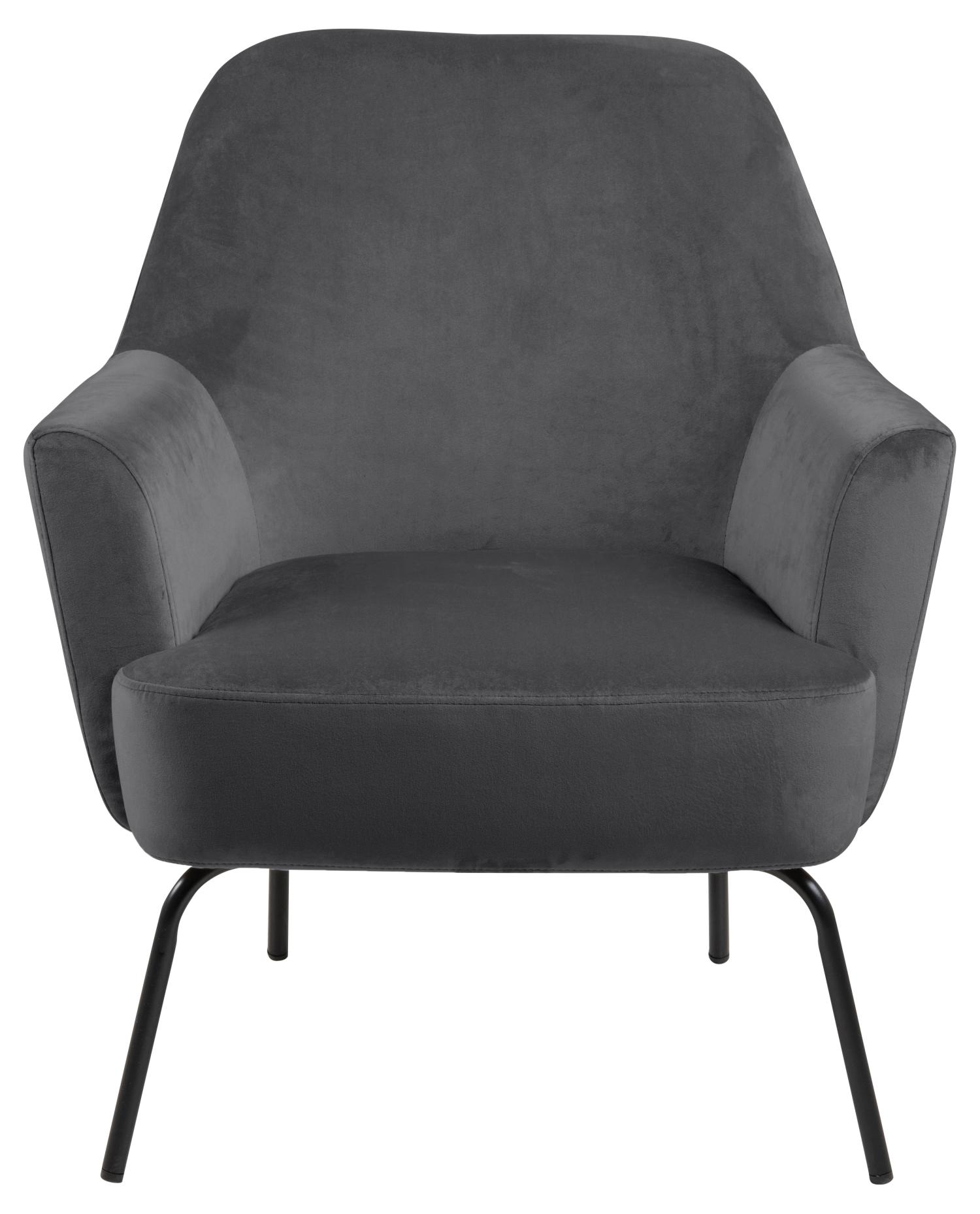 Produktbillede af ACT NORDIC Melissa loungestol m. armlæn mørkegrå polyester og sort metal i premium kvalitet
