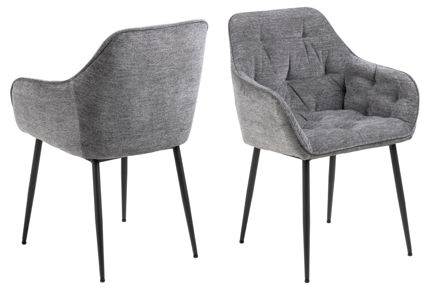 Produktbillede af ACT NORDIC Brooke spisebordsstol m. armlæn antracitgrå polyester og sort metal i premium kvalitet