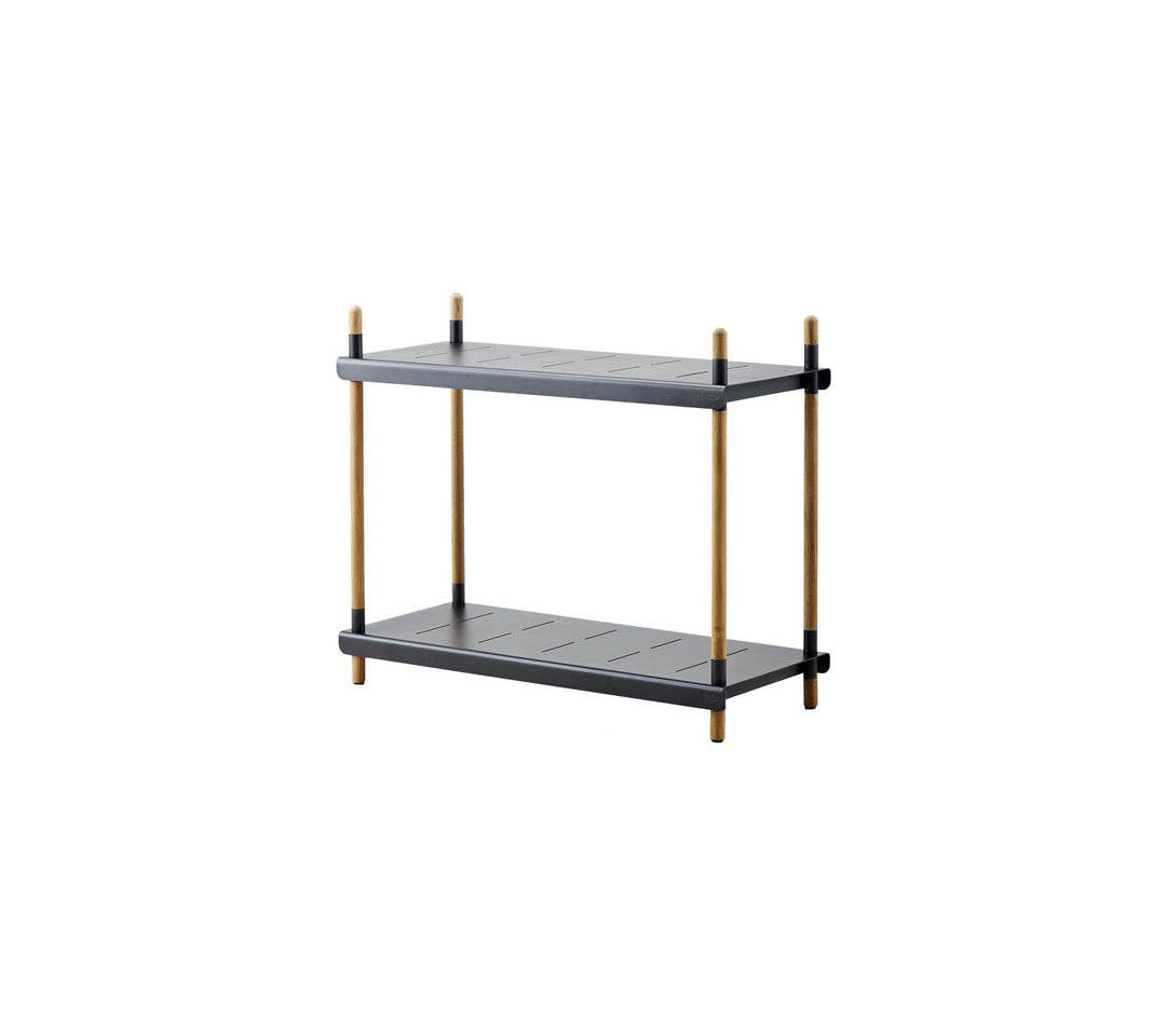 Produktbillede af CANE-LINE FRAME REOL SYSTEM HØJ LAVA GREY ALUMINIUM/TEAK 100 i premium kvalitet