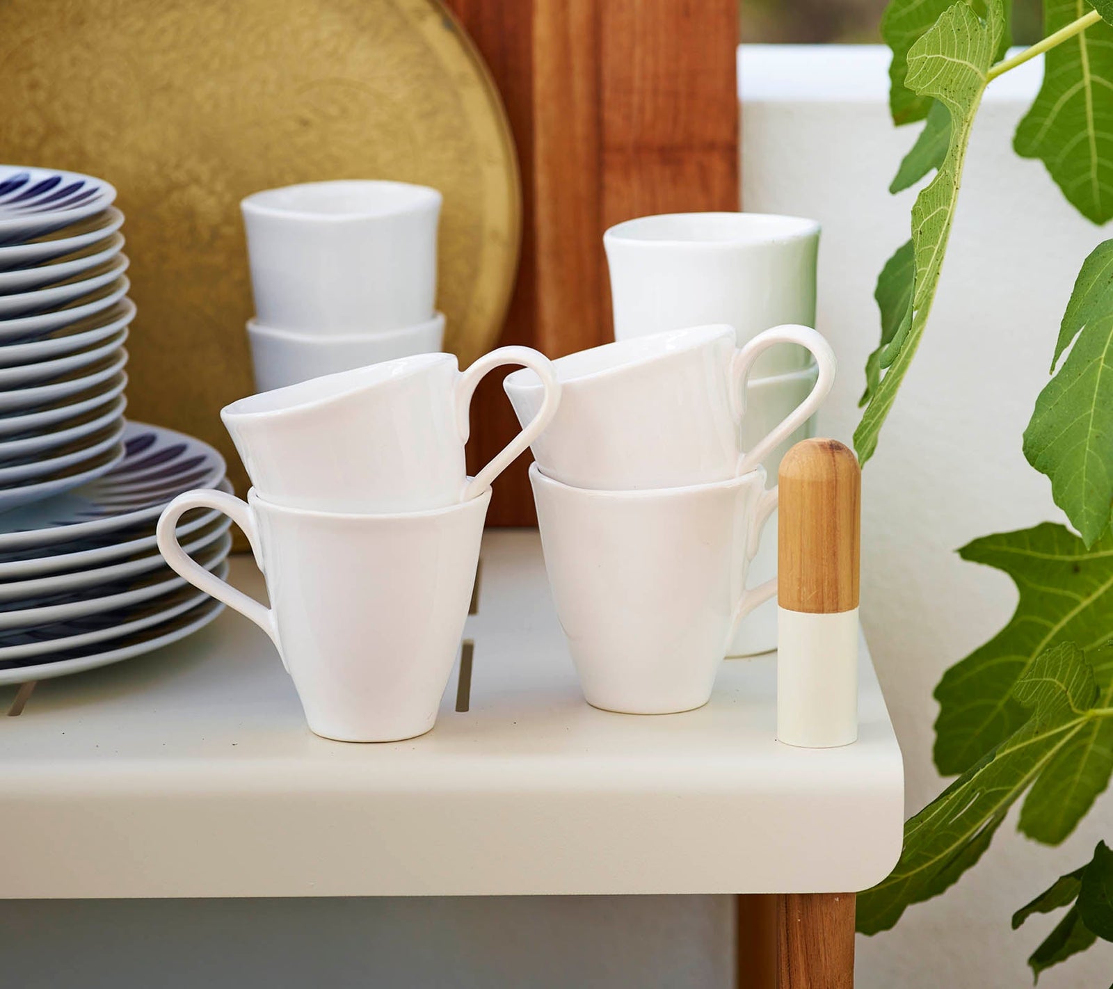 Produktbillede af CANE-LINE FRAME REOL SYSTEM HØJ WHITE ALUMINIUM/TEAK 100 i premium kvalitet