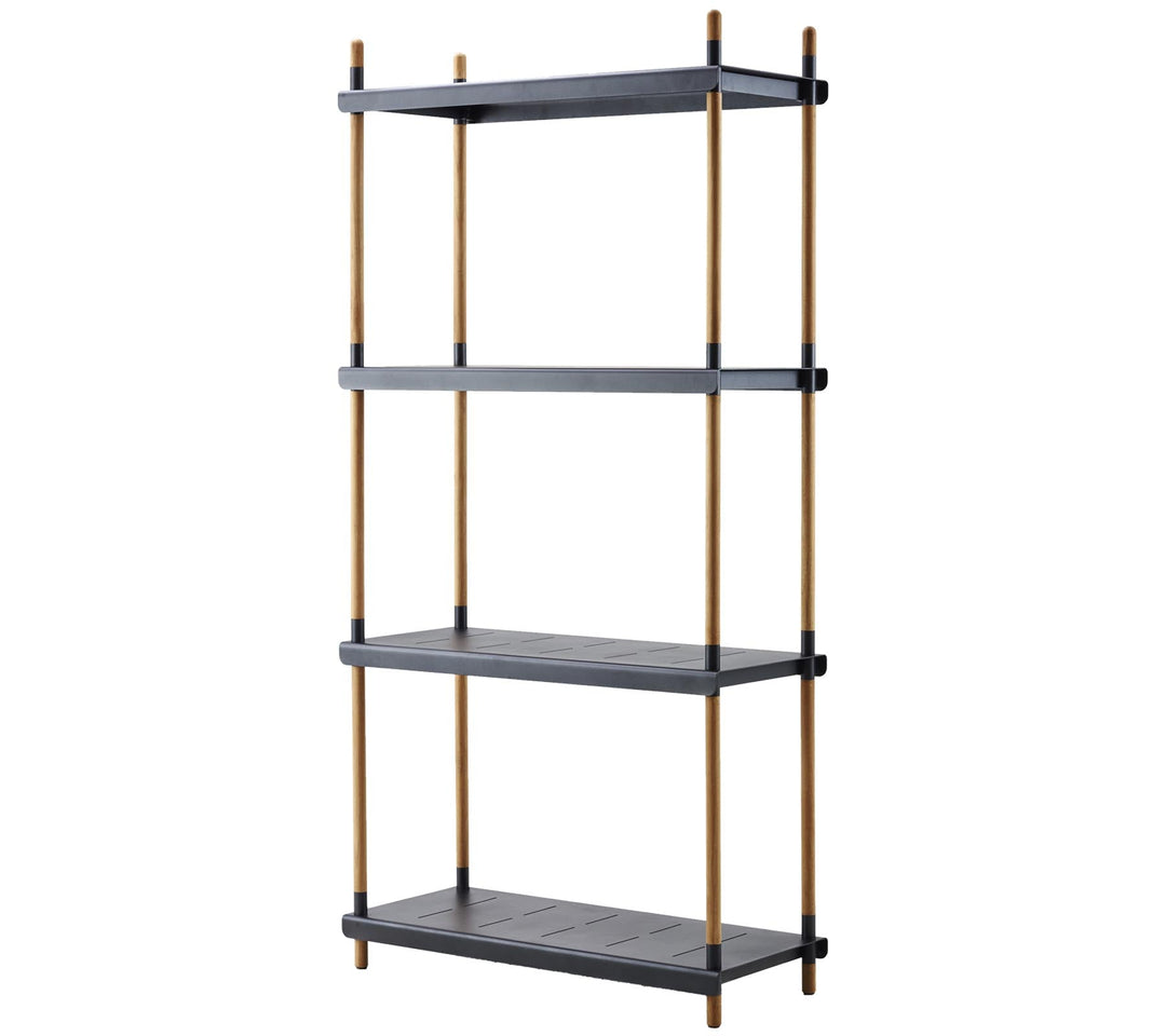 Produktbillede af CANE-LINE FRAME REOL SYSTEM KOMPLET LAVA GREY ALUMINIUM/TEAK 204 i premium kvalitet