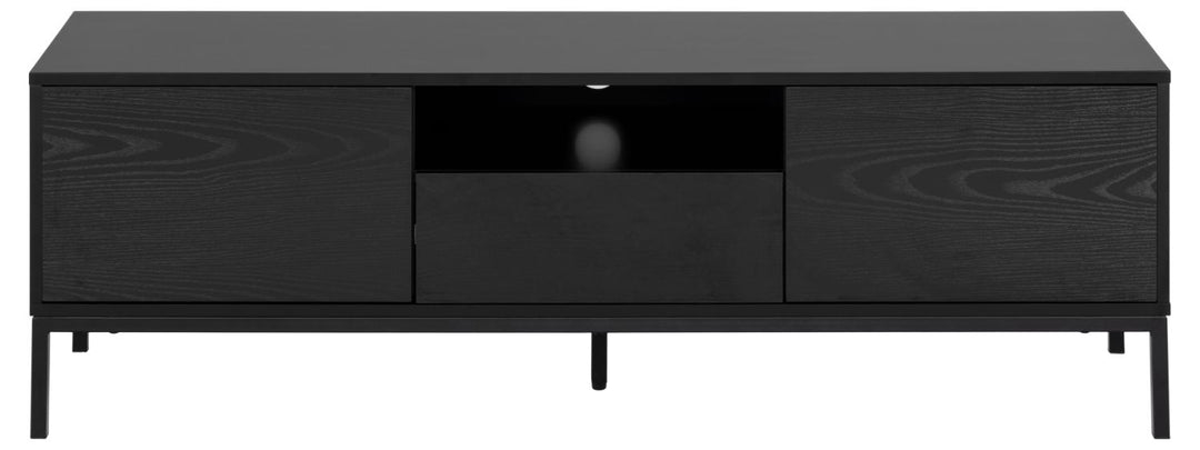 ACT NORDIC Seaford TV-bord m. 2 låger og 1 skuffe sort ask melamin/MDF/metal 140x40