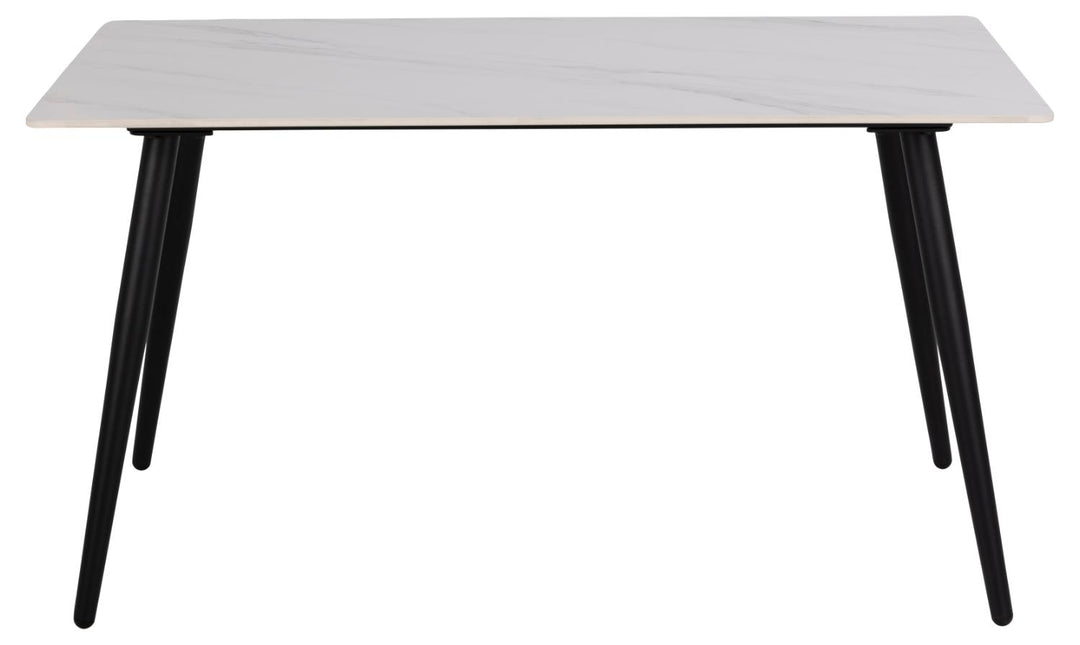 Produktbillede af ACT NORDIC Wicklow spisebord rektangulær hvid Unico keramik og sort metal 140x80 i premium kvalitet