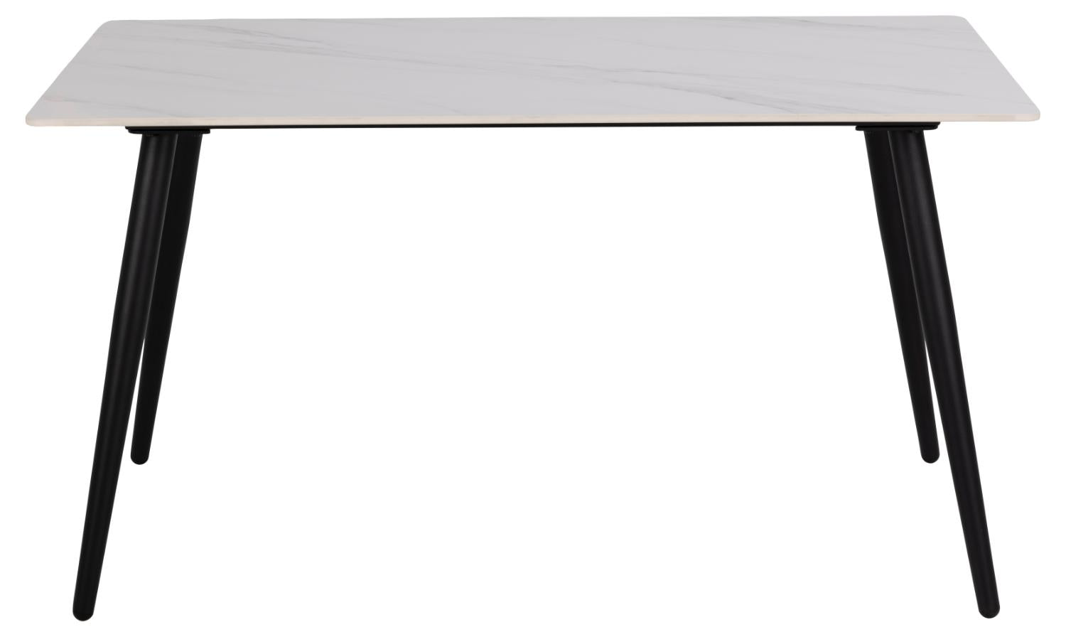 Produktbillede af ACT NORDIC Wicklow spisebord rektangulær hvid Unico keramik og sort metal 140x80 i premium kvalitet