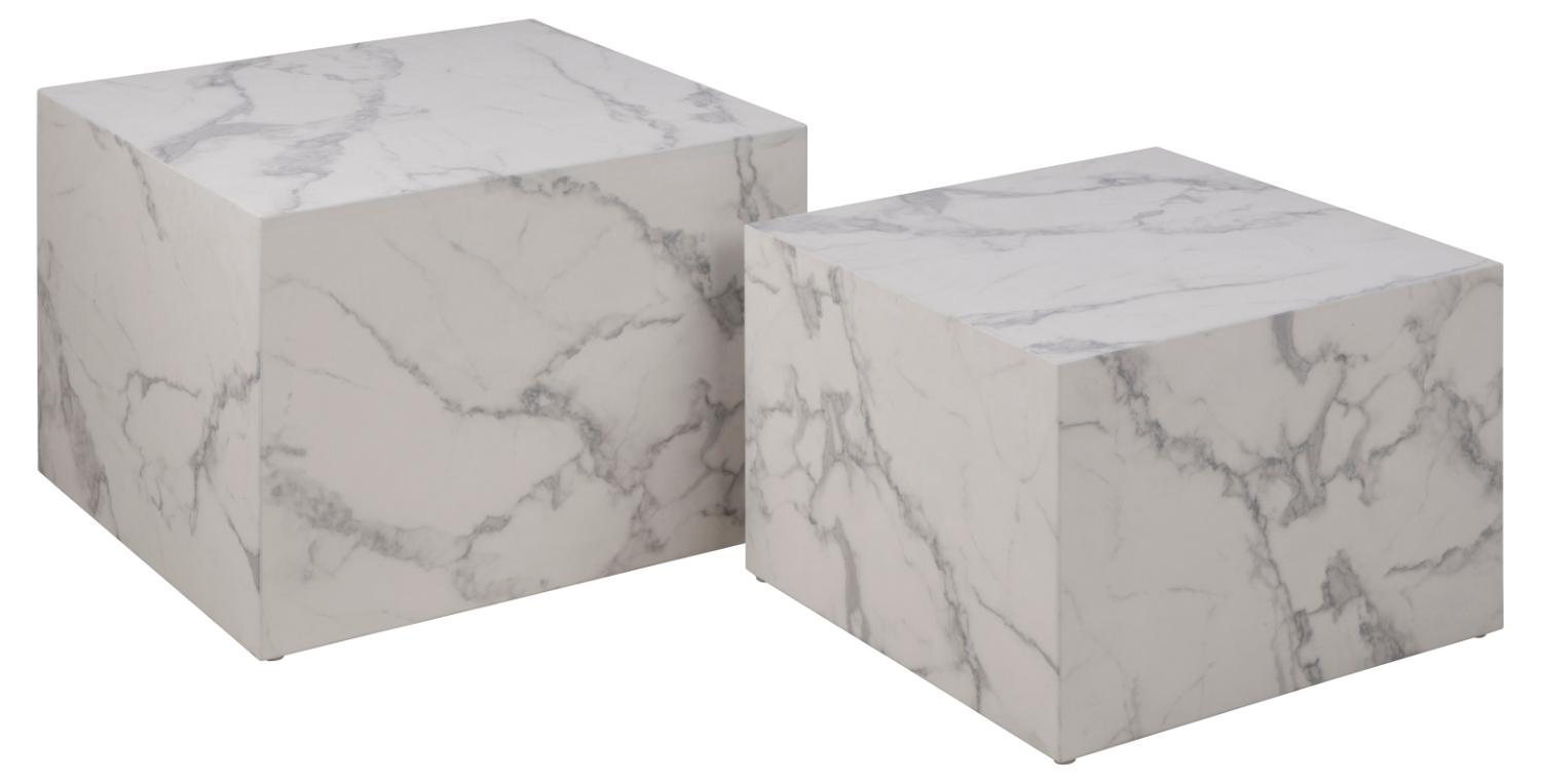 Produktbillede af ACT NORDIC Dice sofabord kvadratisk hvid Carrara marmorpapir sæt af 2 i premium kvalitet