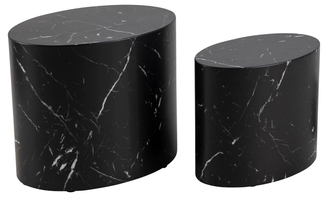 ACT NORDIC Mice sofabord oval sort Marquina marmorpapir sæt af 2