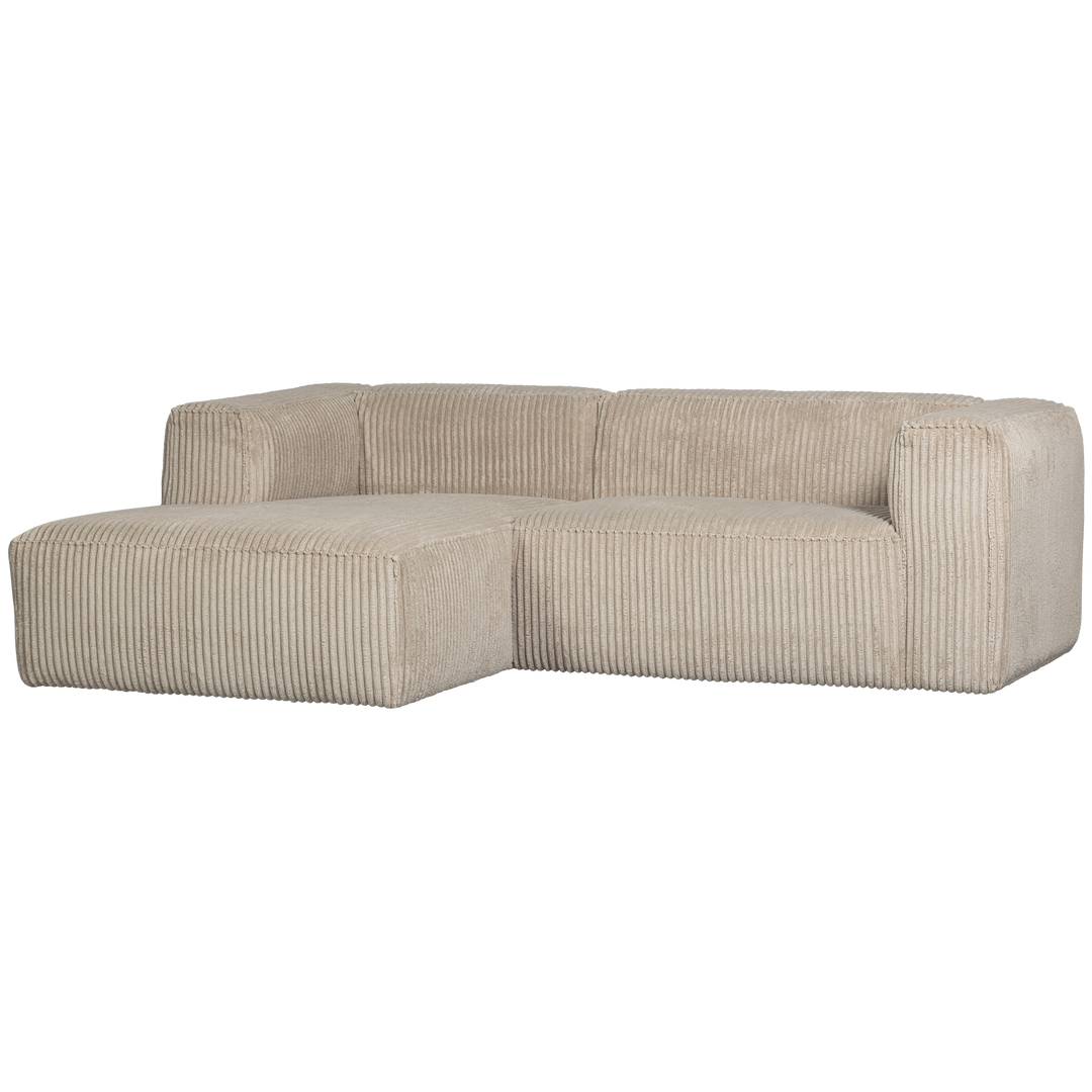 WOOOD Bean sofa m. venstre chaiselong travertin fløjl stof