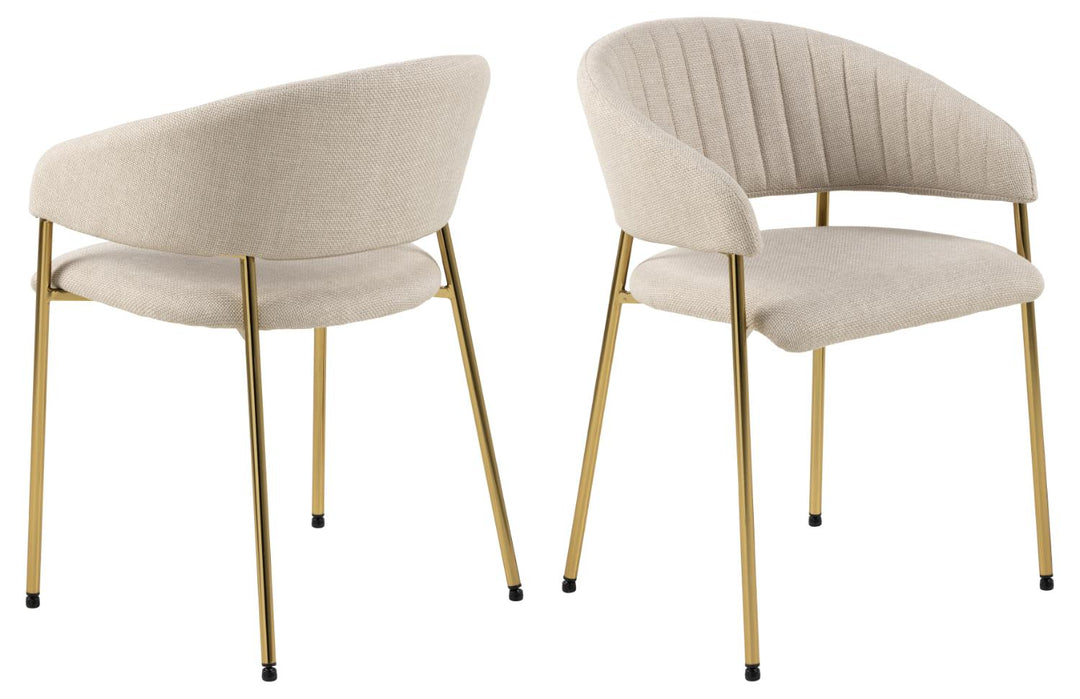 ACT NORDIC Ann spisebordsstol m. armlæn beige polyester og gylden krom metal