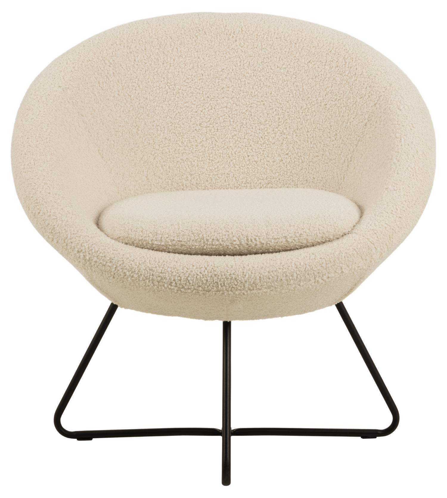 Produktbillede af ACT NORDIC Center loungestol m. armlæn creme polyester og sort metal i premium kvalitet
