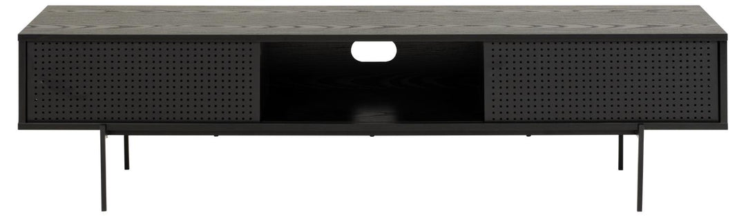 ACT NORDIC Angus TV-bord m. 2 mesh skydelåger sort ask melamin og sort metal 180x40