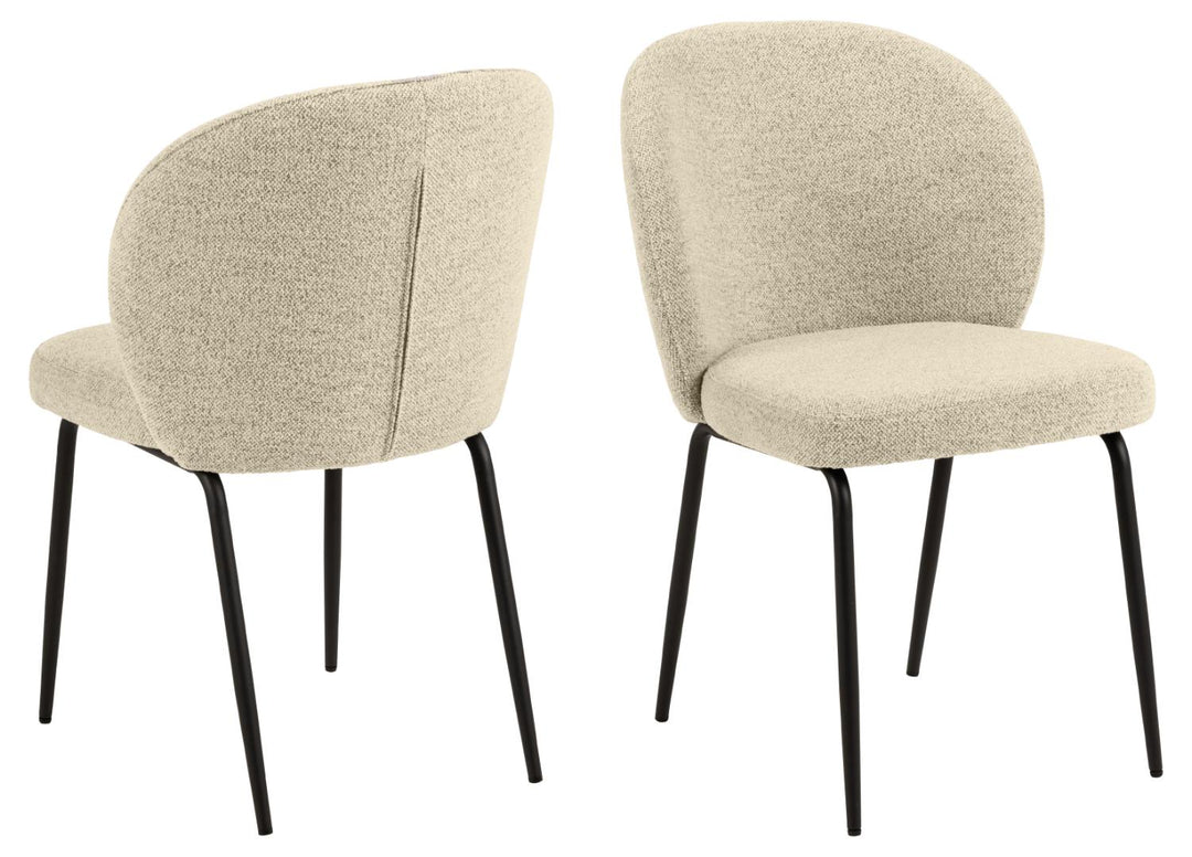 ACT NORDIC Patricia spisebordsstol creme stof og sort metal