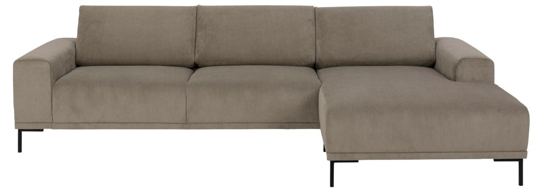 SOFAKONCEPT Noora 3 pers. sofa m. højre chaiselong beige stof og sort metal
