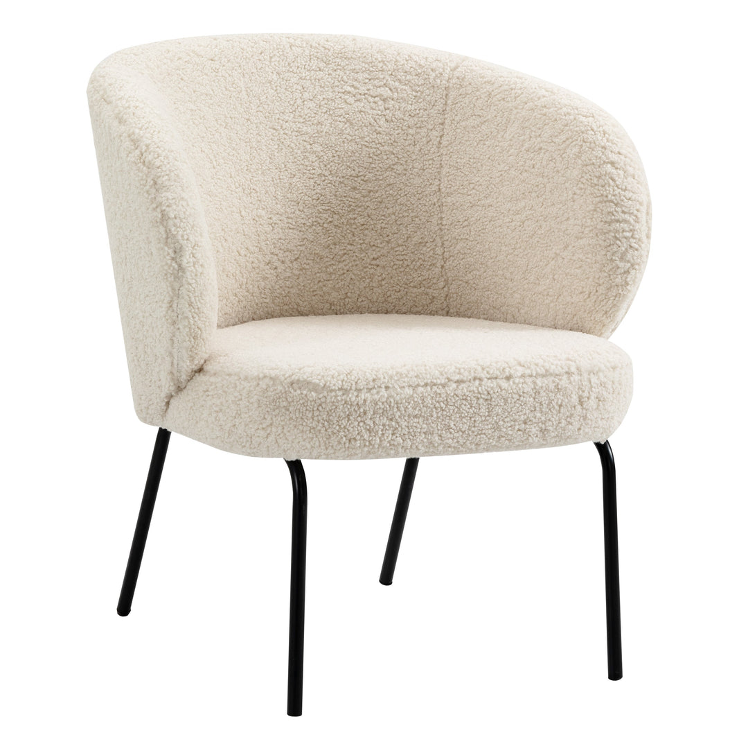 NORDLYS Bergen lænestol hvid uld og sort metal