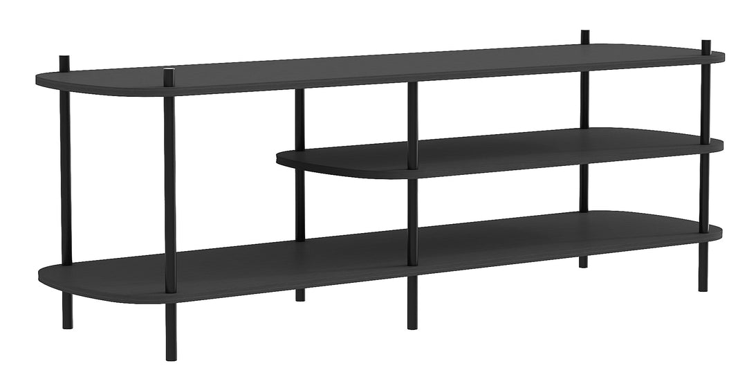 NORDLYS Coleman TV-bord m. 2 hylder sort træ og sort metal 140x40