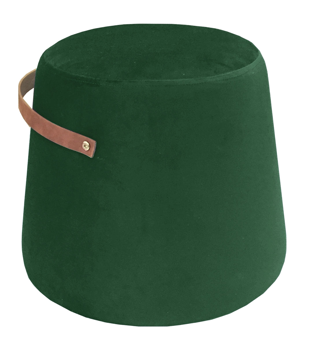 NORDLYS Fudi puf rund brun imiteret læder og grøn fløjl Ø42