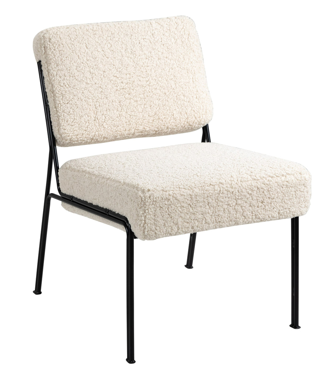 NORDLYS Nairobi lænestol hvid stof og sort metal