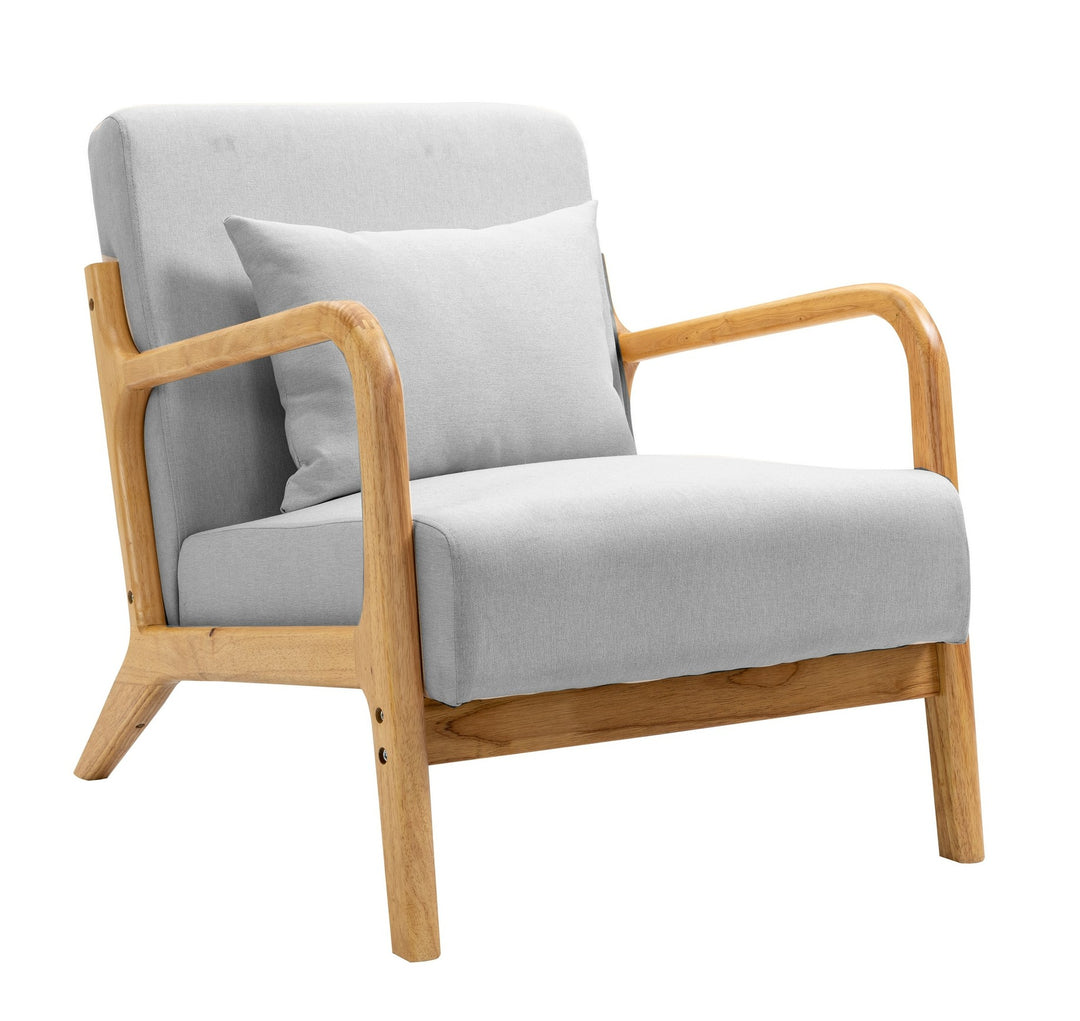 NORDLYS Ohama loungestol m. armlæn grå stof og natur gummitræ