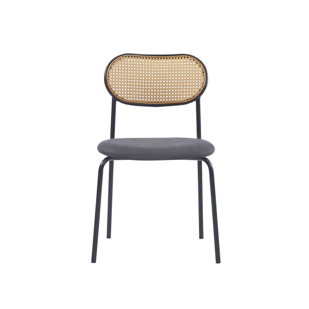 NORDLYS Orebro spisebordsstol rattan ruskind og sort metal