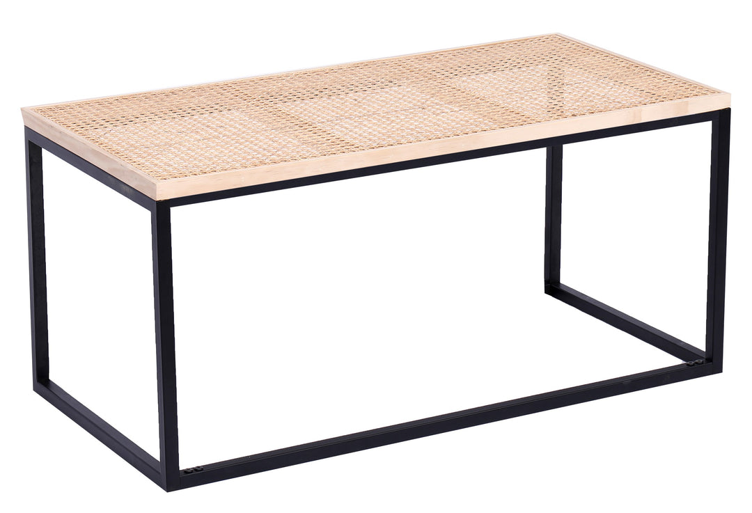 NORDLYS Sapporo sofabord rektangulær rattan og sort metal 91,5x46