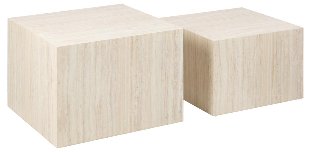 Produktbillede af ACT NORDIC Dice sofabord kvadratisk beige travertinpapir sæt af 2 i premium kvalitet
