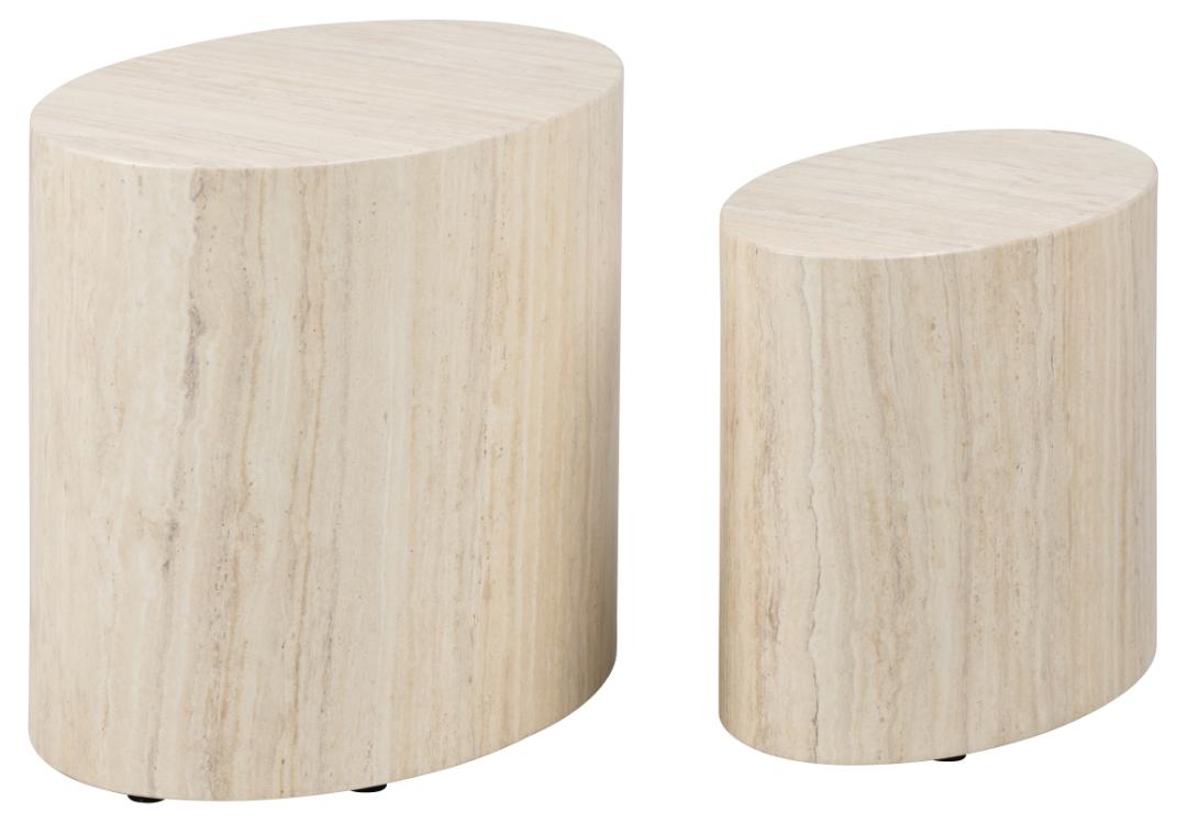 Produktbillede af ACT NORDIC Mice sofabord oval beige travertinpapir sæt af 2 i premium kvalitet