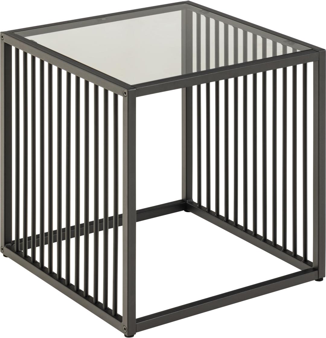 Produktbillede af ACT NORDIC Strington sidebord kvadratisk røgfarvet glas og sort stål 40x40 i premium kvalitet