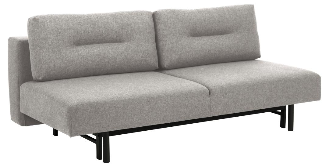 Produktbillede af ACT NORDIC Malling sovesofa m. udtræksseng og 2 puder lysegrå stof og sort stål i premium kvalitet