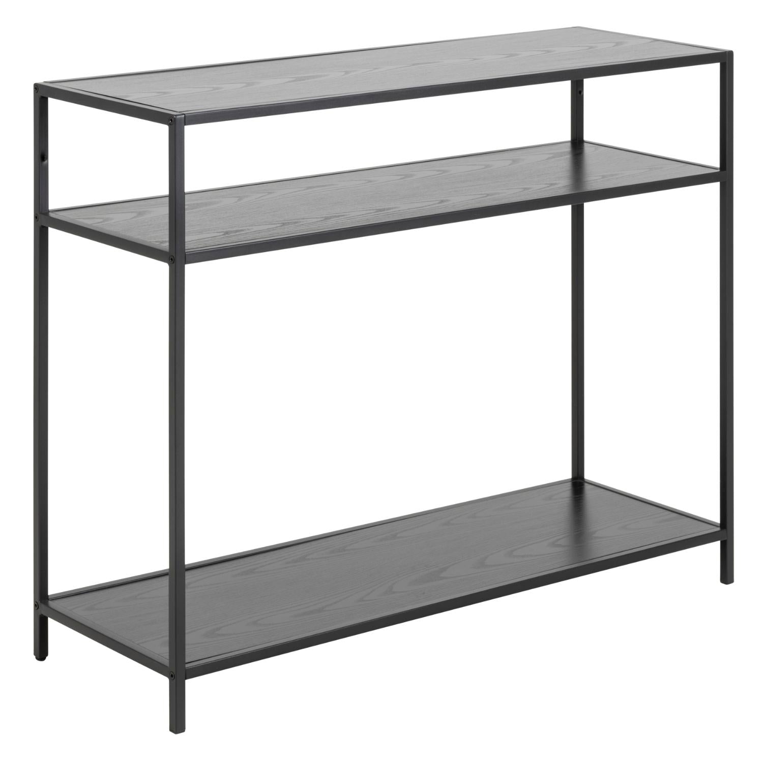 Produktbillede af ACT NORDIC Seaford konsolbord m. 2 hylder sort ask melamin og sort stål 100x35 i premium kvalitet