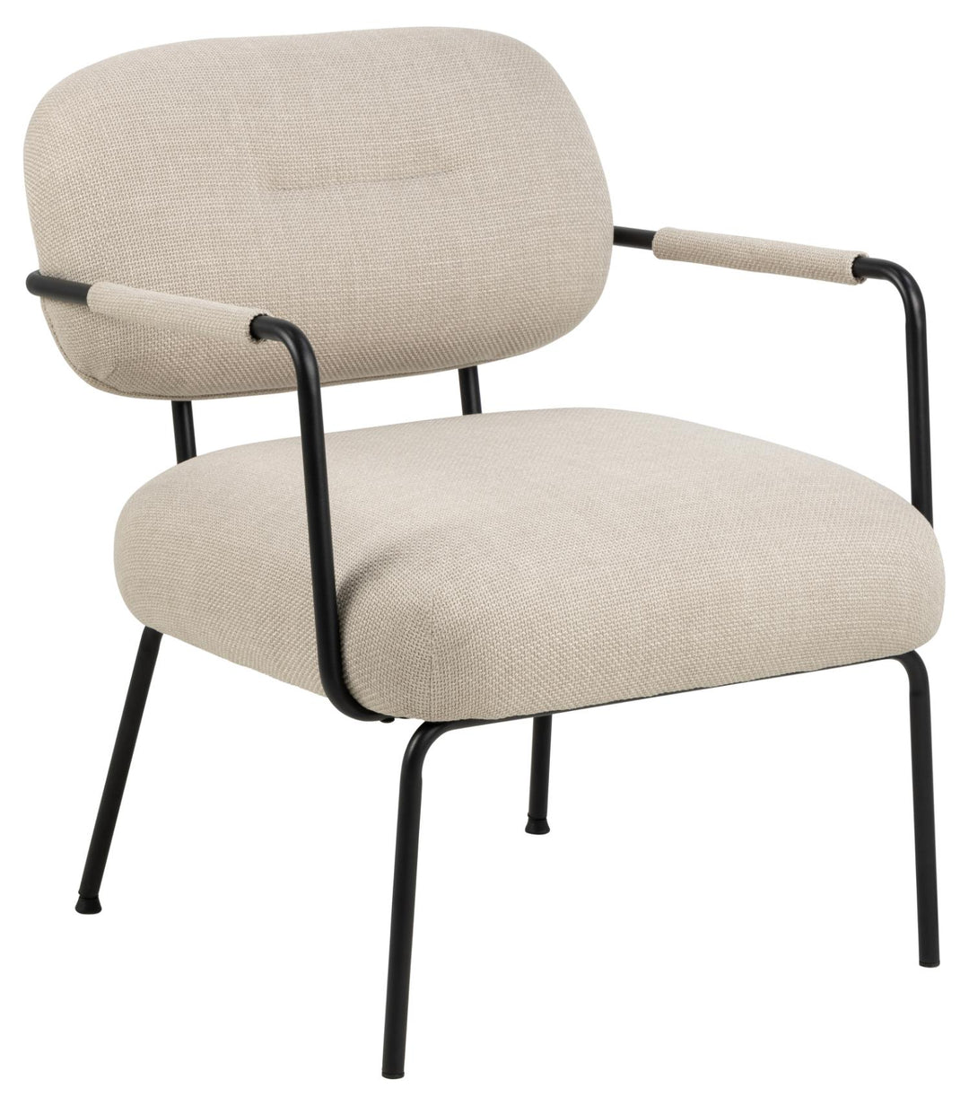 ACT NORDIC Dillon loungestol m. armlæn beige stof og sort stål