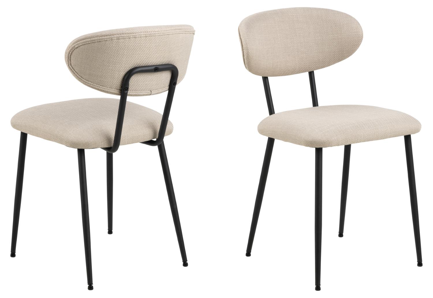 Produktbillede af ACT NORDIC Denise spisebordsstol beige stof og sort stål i premium kvalitet