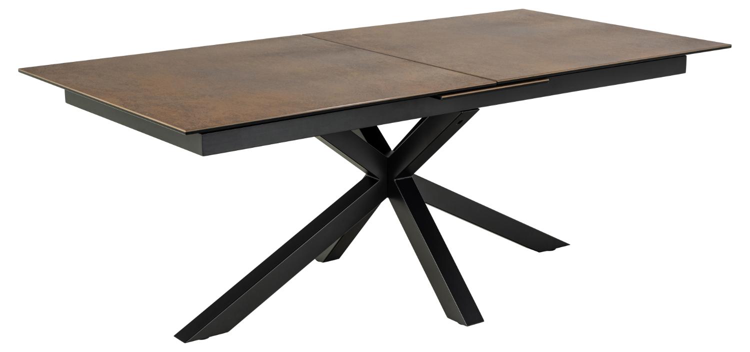 Produktbillede af ACT NORDIC Heaven spisebord m. 1 tillægsplade rustbrun keramik glas og sort stål 200/240x100 i premium kvalitet