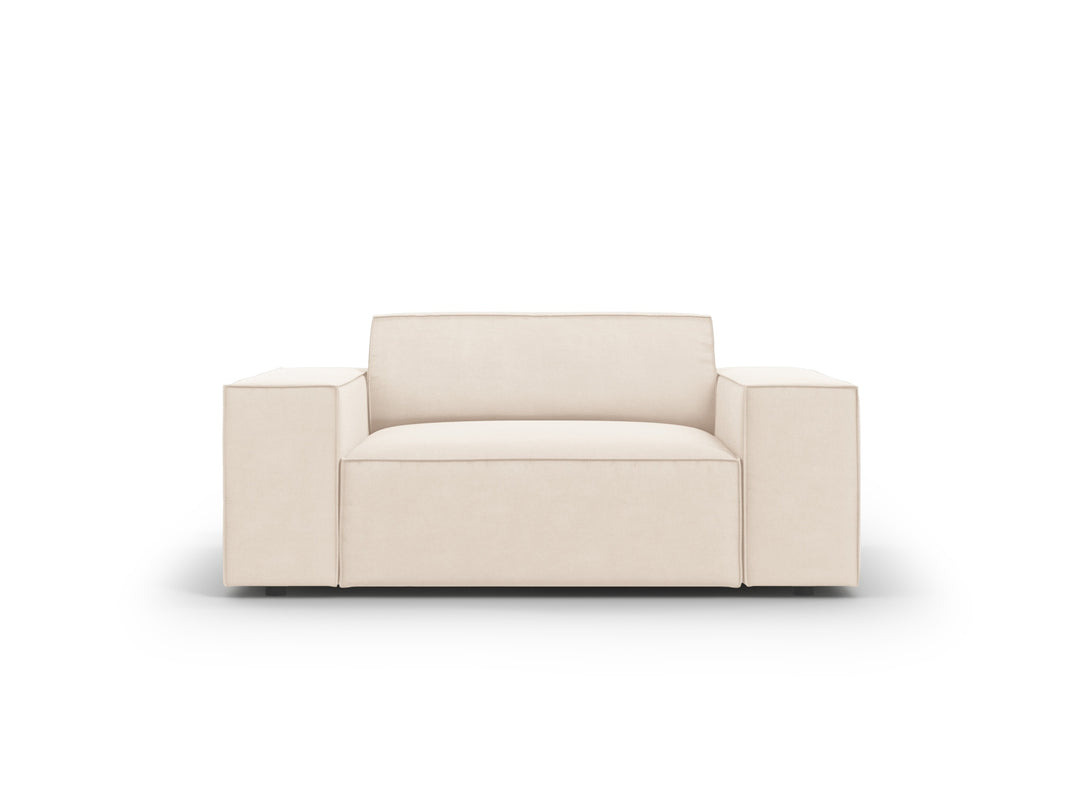 MICADONI Jodie lænestol m. armlæn 1 sæde beige fløjl og sort plast