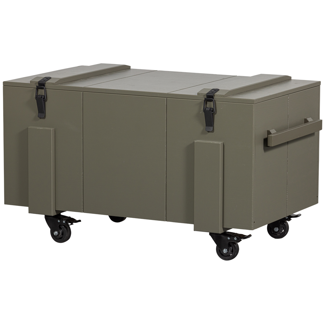 WOOOD Bobby opbevaringskasse m. låg og hjul skovgrøn fyrretræ