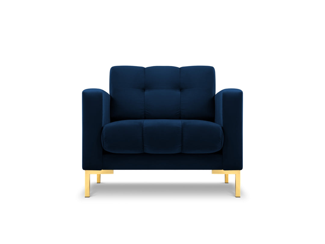 MICADONI Mamaia lænestol m. armlæn 1 sæde blå fløjl og guld metal