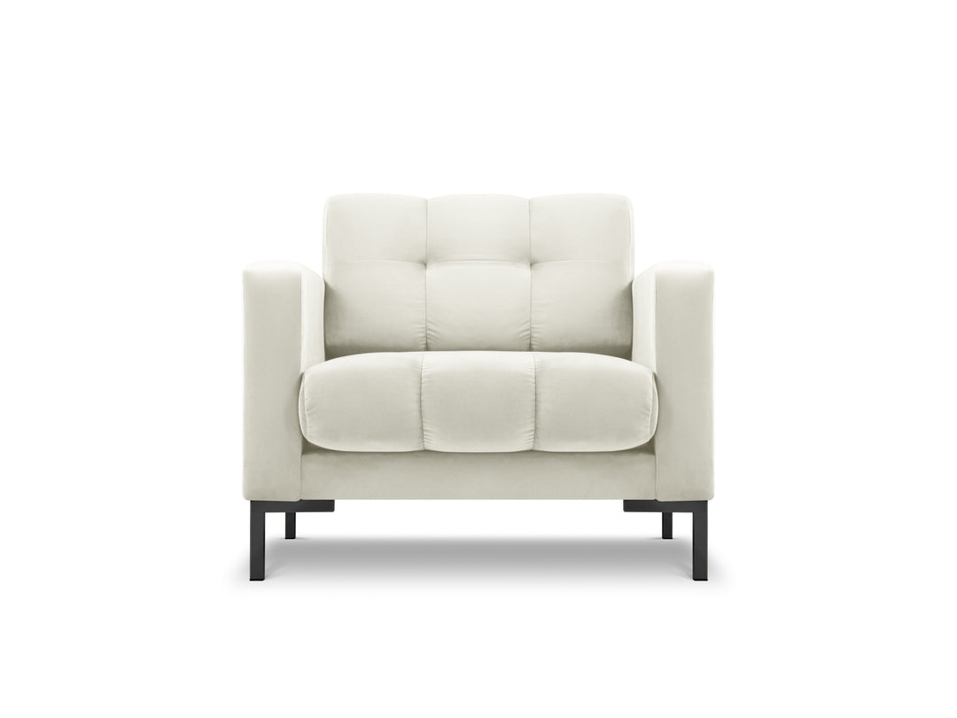 MICADONI Mamaia lænestol m. armlæn 1 sæde beige fløjl og sort metal